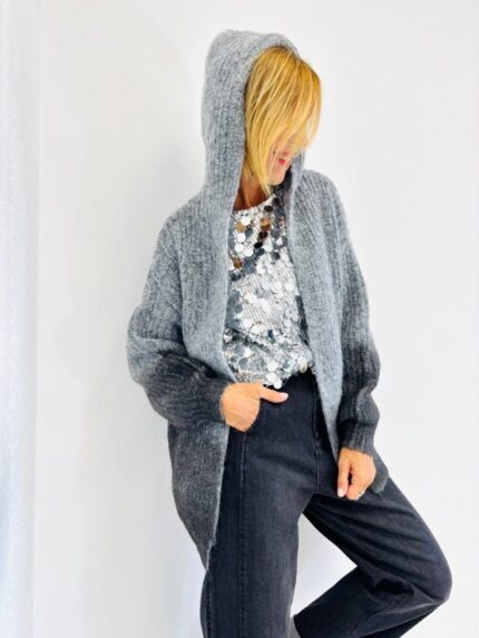 Gilet à Capuche en laine mohair