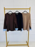 Pull Loose col Rond – Détail manche rayée – Image 2