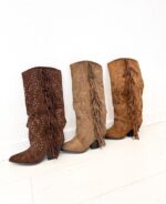 Bottes Western Femme cloutées avec franges – Image 2