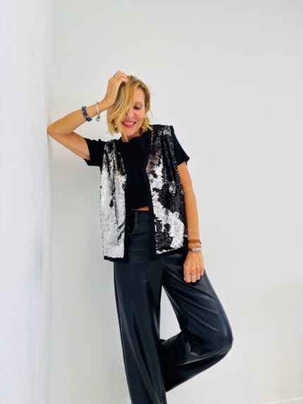 Gilet Sans Manches à Sequins Coton