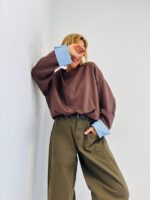 Pull Loose col Rond – Détail manche rayée – Image 10