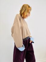 Pull Loose col Rond – Détail manche rayée – Image 7