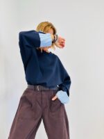 Pull Loose col Rond – Détail manche rayée – Image 5