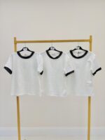 T-shirt Col et Manches lurex – Chic minimaliste 100% coton – Image 3