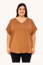 T-shirt col V fluide grande taille