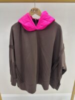 Sweat oversize à capuche matelassée rose fluo – Style urbain chic grande taille – Image 5
