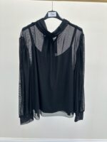Blouse noire transparente à strass discrets – Élégance subtile grande taille – Image 4