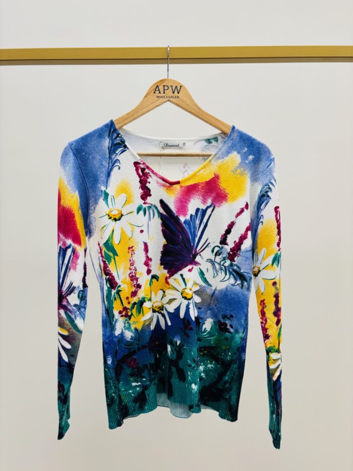 Pull Imprimé Fleurs et Papillons – Maille douce et éclatante – Image 2