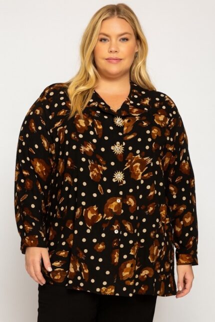 Chemise fluide grande taille à imprimés mixtes