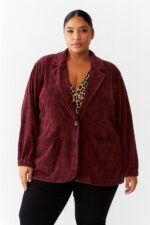 Blazer velours grande taille avec doublure imprimée