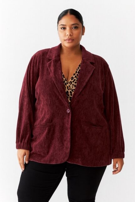 Blazer velours grande taille avec doublure imprimée