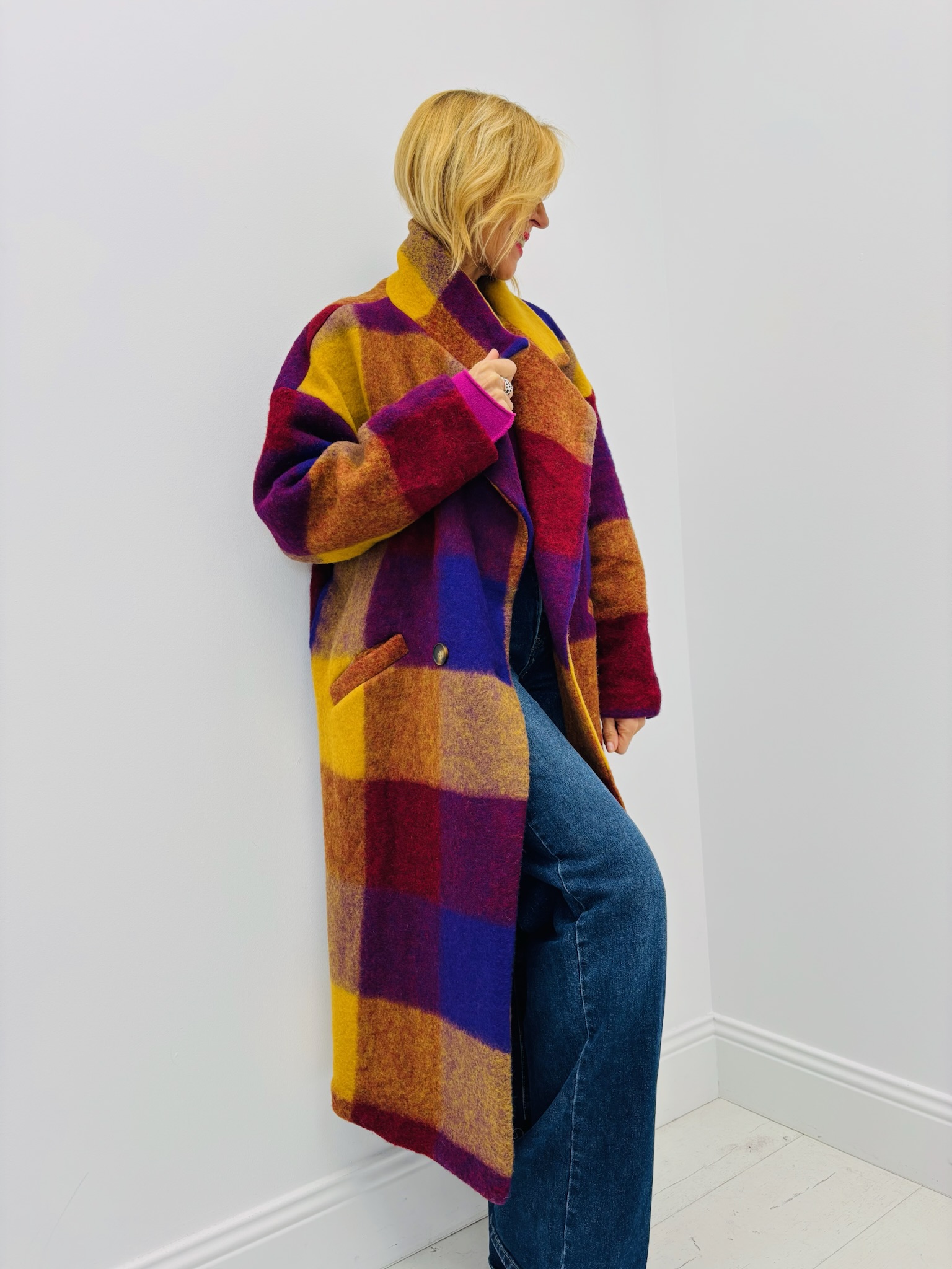 0B687F8F-6B21-4E55-BF48-1C784981558F 🇮🇹 Manteau Long à Carreaux colorés – Image 4