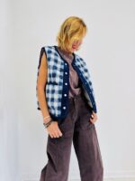 Gilet Sans Manches à Carreaux façon mouton – Image 3