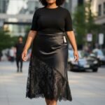 Jupe Longue Satin & Dentelle Grande Taille – Élégance Moderne, Fluidité et Fines Finitions