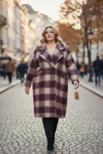 Manteau long à carreaux – Collection Grande Taille – Image 2