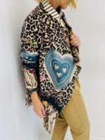 Veste Fluide à Imprimé Léopard et Franges