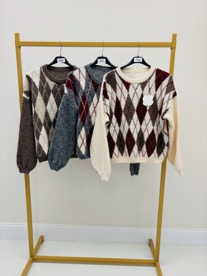 Pull “Burlington” – Motif losanges vintage 🇮🇹 – Image 2