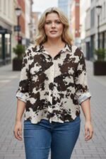 Chemise imprimé tacheté – Élégance audacieuse et coupe fluide (grande taille) – Image 2