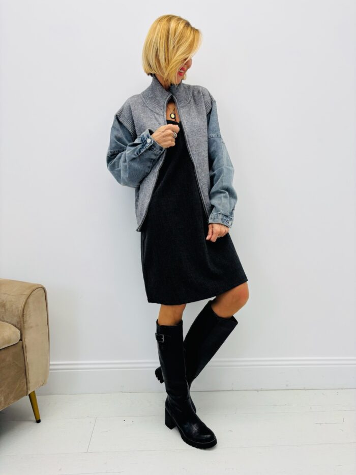 Gilet Zippé mix maille & denim – Image 5