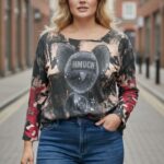 Pull imprimé ours glitter – Coupe confortable & style urbain chic