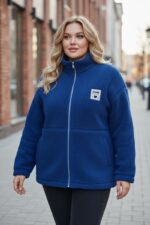 Veste polaire zippée + Pantalon jogging kaki – Confort premium & style urbain grande taille – Image 4