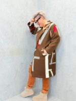 Manteau graphique en laine bouillie grande taille – Image 3