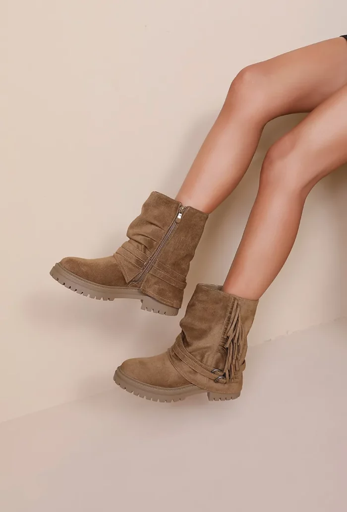 Bottines effet daim à franges – Image 1
