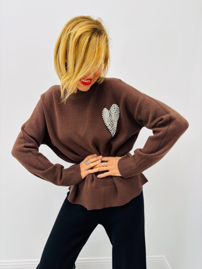 Pull Doux avec Cœur Strassé – Marque VALENTYNE – Image 1