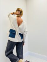 Gilet col V avec poches denim