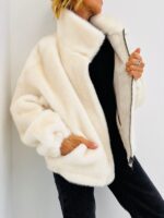 Veste en Fausse fourrure avec Col Montant