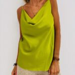 Top satiné col drapé