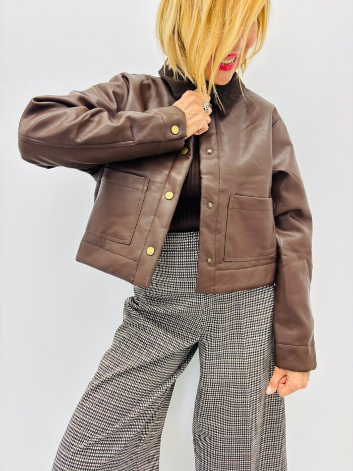 Blouson Simili cuir doublé – Style rétro & chaleur moderne – Image 1
