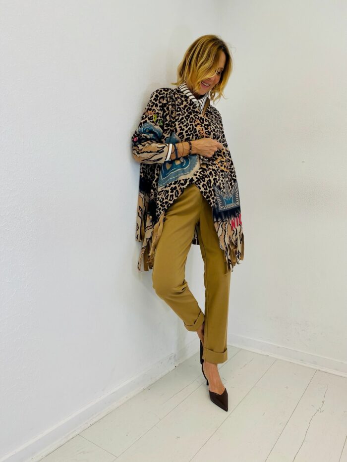 Veste Fluide à Imprimé Léopard et Franges – Image 2