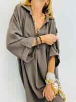 Robe Ample à col Chemise et Encolure en V – Image 9