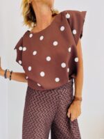 Top à épaulettes à Pois