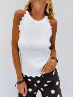 Top Sans Manches en Viscose à finitions ondulées