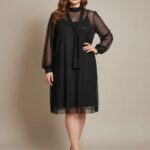 Robe plumetis noire mi-longue – Élégance fluide & transparence raffinée