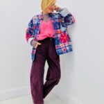 Gilet brodé à carreaux bleu – Élégance bohème en 100% coton