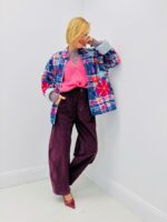 Gilet brodé à carreaux bleu – Élégance bohème en 100% coton