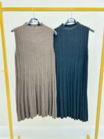 Robe Plissée Sans Manches 52% Viscose – Élégance Italienne & Confort Premium – Image 9