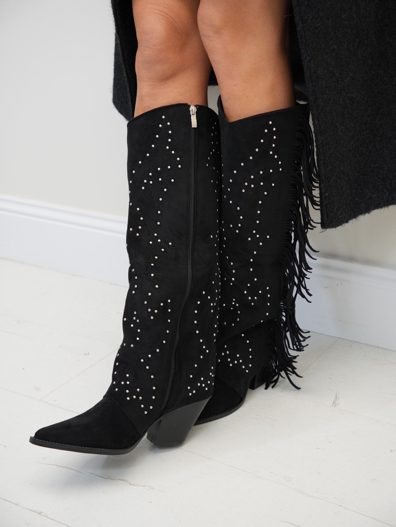 20112025-001 Bottes Western Femme cloutées avec franges – Image 1