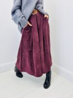 Jupe Longue Velours Côtelé – Coupe évasée & ceinture incluse