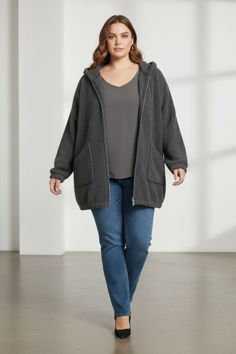 20112025-002 Veste teddy zippée beige – Douceur cocoon & coupe oversize chic – Image 1