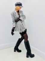 Veste pied-de-coq à sequins + gants intégrés – Ensemble chic & couture – Image 4