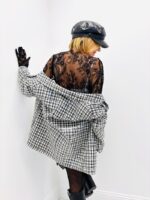 Veste pied-de-coq à sequins + gants intégrés – Ensemble chic & couture – Image 3