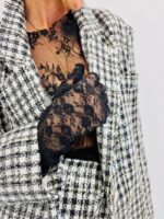 Veste pied-de-coq à sequins + gants intégrés – Ensemble chic & couture – Image 2