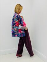 Gilet brodé à carreaux bleu – Élégance bohème en 100% coton – Image 2