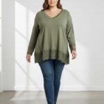 Sous-pull fluide grande taille avec dentelle – Élégance en superposition