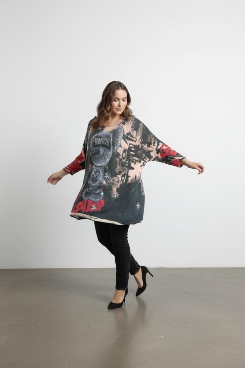 24112025-001 Pull imprimé ours glitter – Coupe confortable & style urbain chic – Image 1