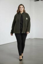 Veste polaire zippée + Pantalon jogging kaki – Confort premium & style urbain grande taille